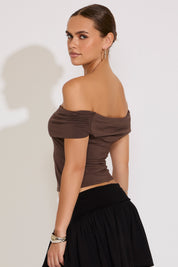 FOLD OVER OFF SHOULDER BODYCON TOP