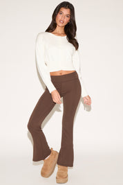 YOGA WAIST FLARE LEGGING WITH SLIT