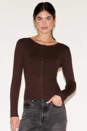 RIBBED BUTTON UP CARDIGAN