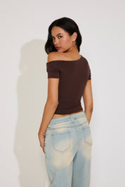 SHORT SLEEVE OFF SHOULDER CROP TOP