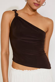 ONE SHOULDER KNOTTED ASYMMETRICAL TOP