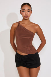 ONE SHOULDER KNOTTED ASYMMETRICAL TOP