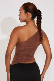 ONE SHOULDER KNOTTED ASYMMETRICAL TOP