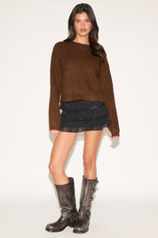 RIBBED CREW NECK LOOSE FIT SWEATER