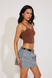BUTTON FITTED WASHED TANK TOP
