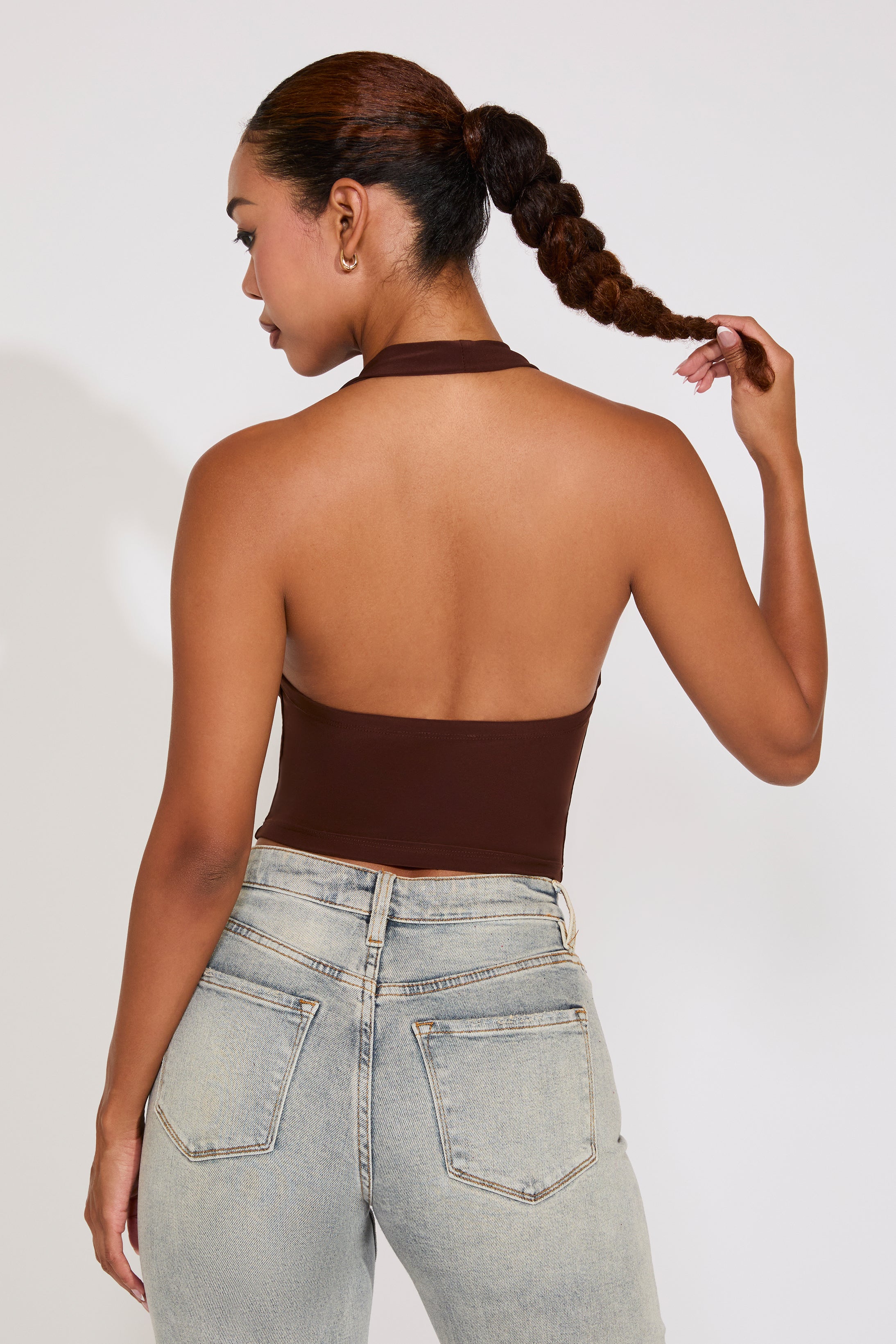 HALTER NECK DEEP COWLED FRONT SMOOTH TOP