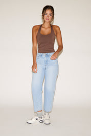 HALTER COWLED NECK SEAMLESS SOLID COLOR TOP