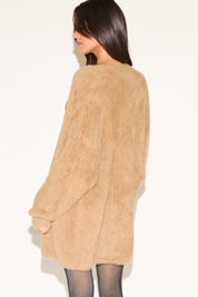 FUZZY OPEN FRONT NO COLLAR CARDIGAN