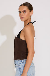 LACE PEEKABOO SUEDE CROP TOP