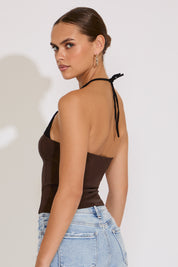 LACE PEEKABOO SUEDE CROP TOP