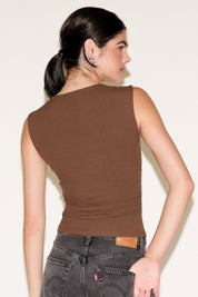 SQUARE NECK SLEEVELESS RUCHED DETAIL TOP