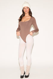 SCOOP NECK HIGH LEG LONG SLEEVE BODYSUIT