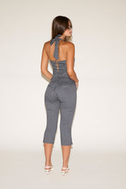 PINSTRIPE FLARE BOTTOM PEDAL PUSHER PANT
