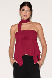 STRAPLESS TUBE TOP WITH SKINNY SCARF