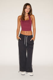 HALTER COWLED NECK SEAMLESS SOLID COLOR TOP