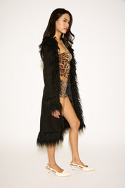 FEATHER LINING LONG TRENCH COAT