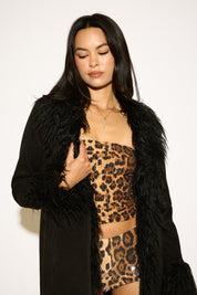 FEATHER LINING LONG TRENCH COAT