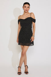 POLKA DOT RUFFLE HEM SLEEVELESS MINI DRESS