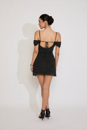 POLKA DOT RUFFLE HEM SLEEVELESS MINI DRESS