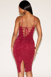 LACE OVERLAY VELVET LINING SLEEVELESS MIDI DRESS