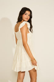 V NECK TIERED BABYDOLL MINI DRESS