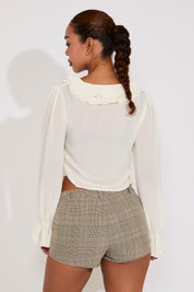 LONG SLEEVE RUFFLED CHIFFON BLOUSE