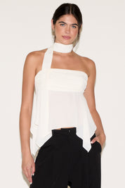 STRAPLESS TUBE TOP WITH SKINNY SCARF