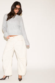 RIBBED CREW NECK LOOSE FIT SWEATER