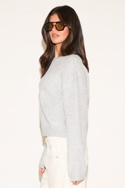 RIBBED CREW NECK LOOSE FIT SWEATER