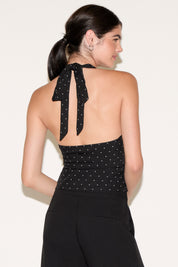 POLKA DOT TIE HALTER TOP