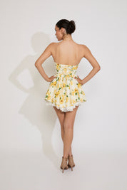FLOWERS PRINT TUBE MINI DRESS