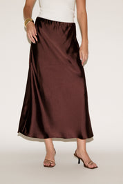 ELASTIC WAIST SATIN MAXI SKIRT