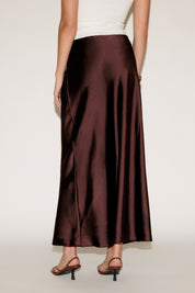 ELASTIC WAIST SATIN MAXI SKIRT