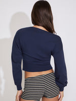 BOAT NECK SOLID COLOR SWEATSHIRT