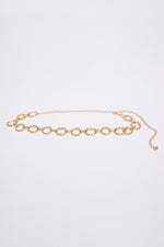 Gold METAL OVAL LINK CHAIN BELT  on a white background.