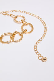 Gold METAL OVAL LINK CHAIN BELT  on a white background.