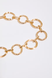 Gold METAL OVAL LINK CHAIN BELT  on a white background.