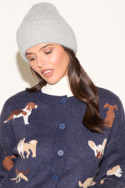 HALOED YARN RIB KNIT SIMPLE BEANIE