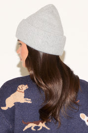 HALOED YARN RIB KNIT SIMPLE BEANIE