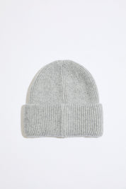 HALOED YARN RIB KNIT SIMPLE BEANIE