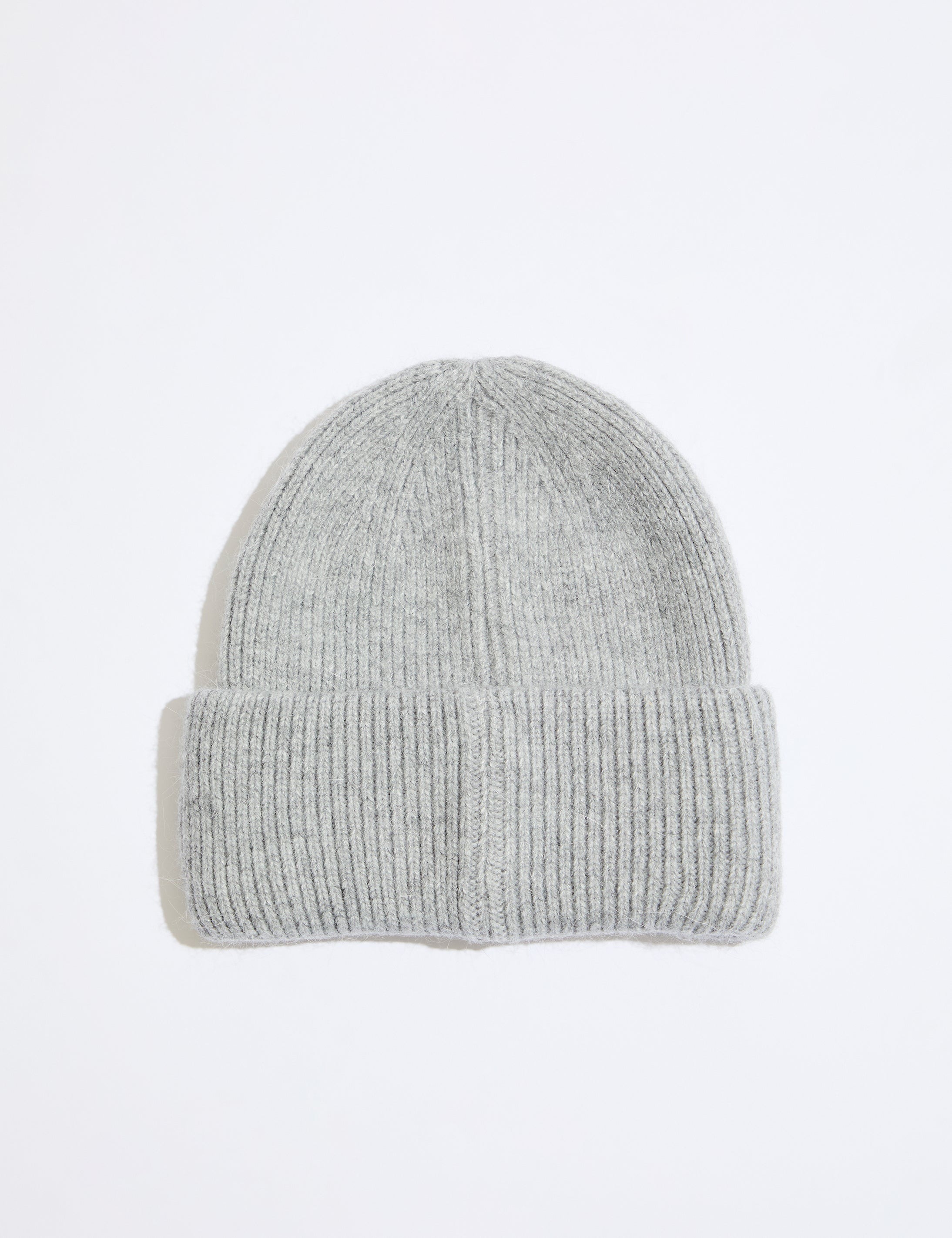HALOED YARN RIB KNIT SIMPLE BEANIE