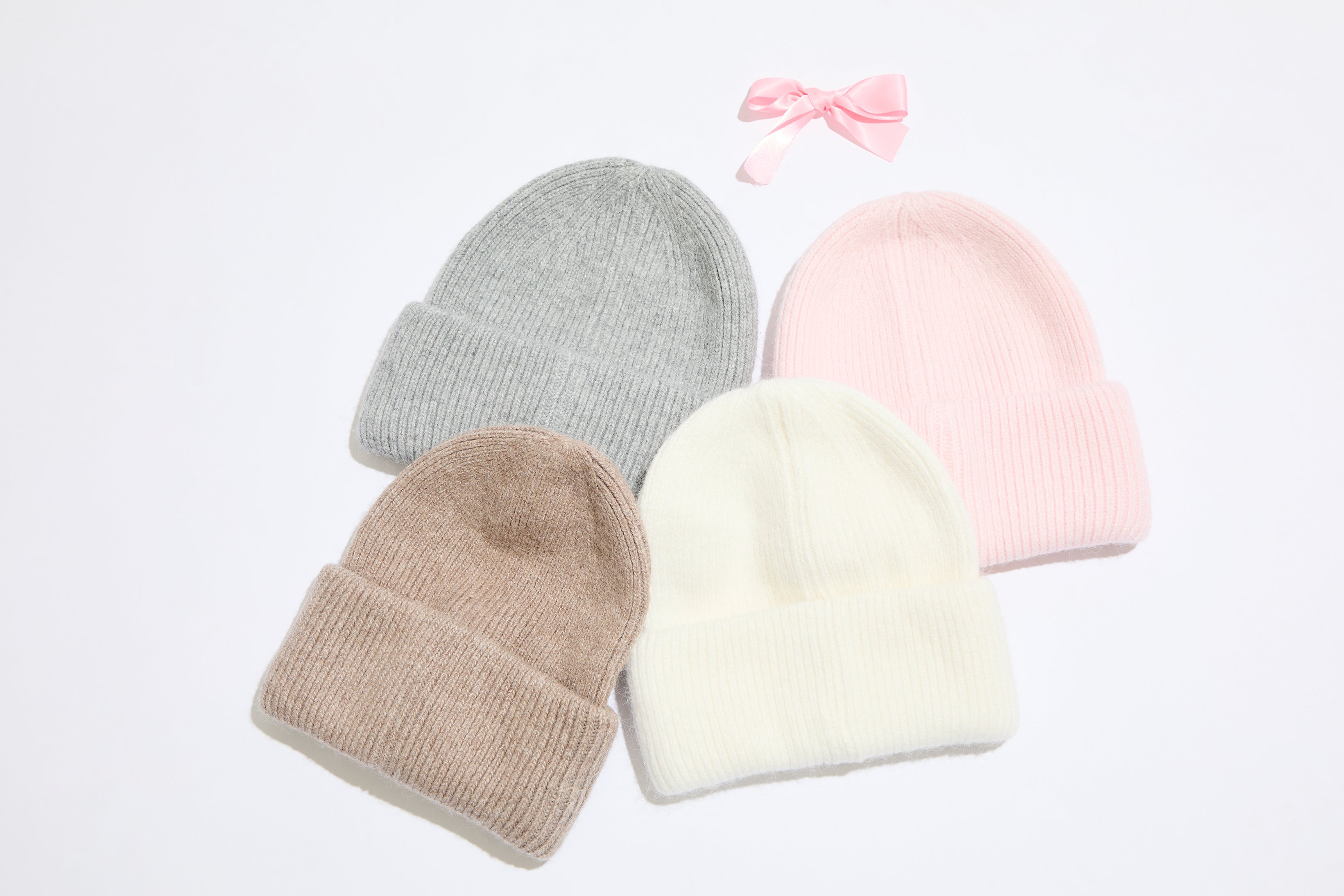 HALOED YARN RIB KNIT SIMPLE BEANIE