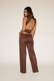 VEGAN SUEDE LACE UP LOOSE FIT PANT