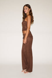 VEGAN SUEDE LACE UP LOOSE FIT PANT