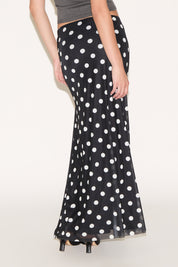 POLKA DOT PRINT MAXI SKIRT WITH SIDE SLIT