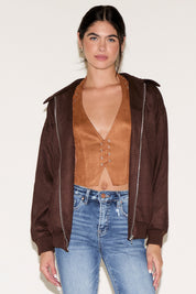 VEGAN LEATHER HALTER V NECK TOP WITH LEATHER LACING