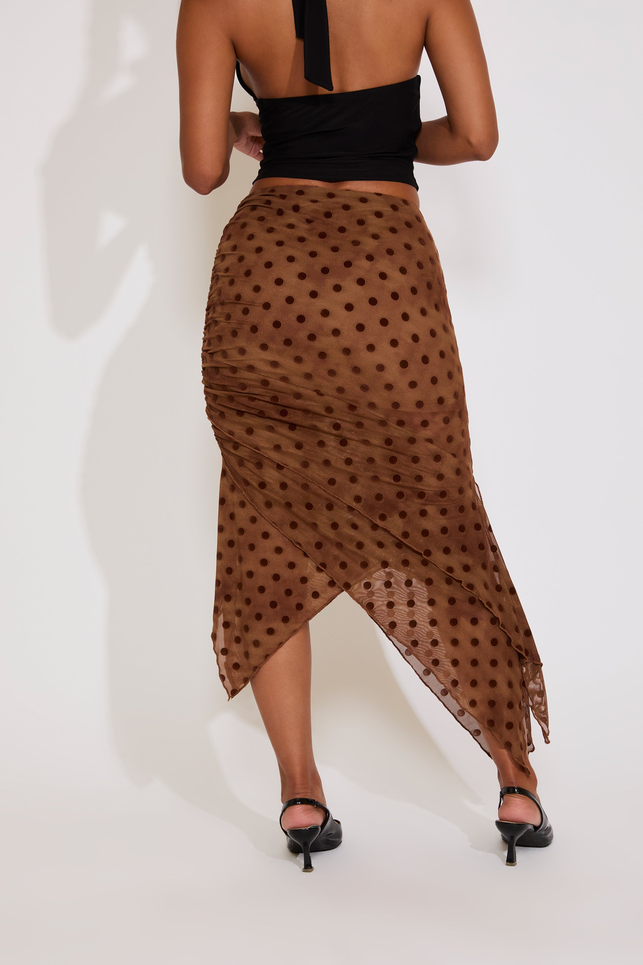 ASYMMETRICAL MERROW HEM MIDI SKIRT