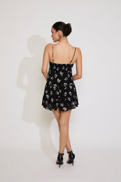 SMOCKED FLORAL PRINTED TIERED FLOWY ROMPER
