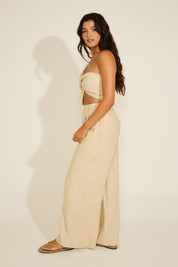 FRONT TWIST DETAIL TOP & WIDE LEG PANTS SET