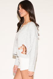 HORSE DETAIL BUTTON UP LONG SLEEVE CARDIGAN